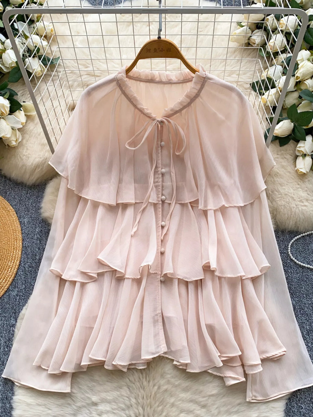 Ruffle Tiered Chiffon Blouse