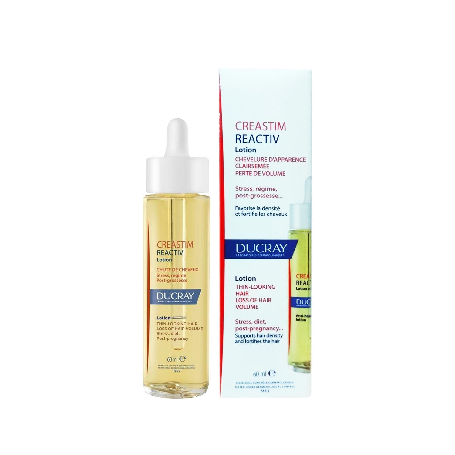 Ducray Creastim Reactiv Anti-Hair Loss Lotion 60ml - Dermatologically Tested Hair Loss Treatment for Thinning Hair