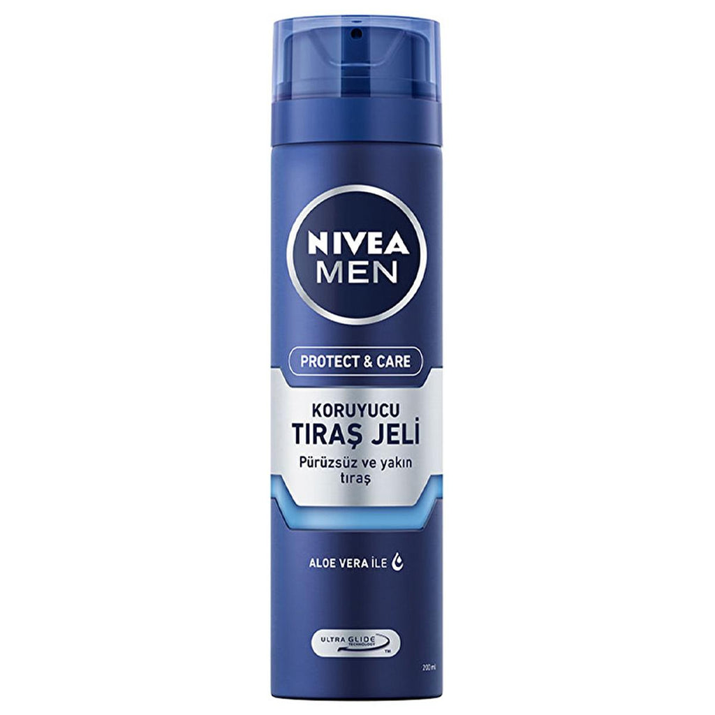 Nivea Men Protect & Care Shaving Gel for Dry Skin - 6.76 fl oz, Dermatologically Tested
