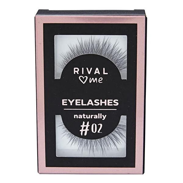Rival Loves Me False Eyelashes No:02 Naturally - Natural, Lightweight, Eyelash Adhesive Included