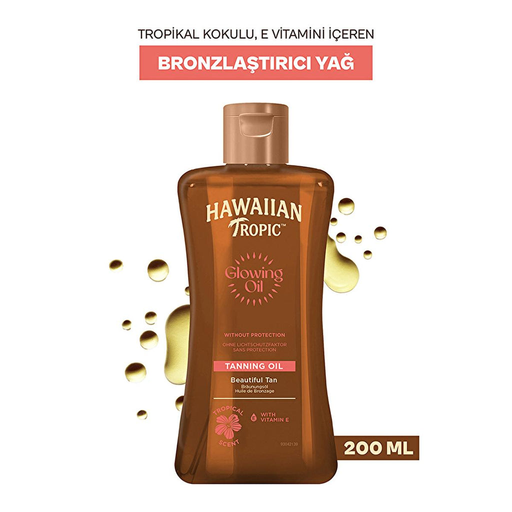 Hawaiian Tropic Glowing Coconut Tanning Oil: Long-Lasting Tan, Moisturizes, Water Resistant - Natural Bronzing Oil