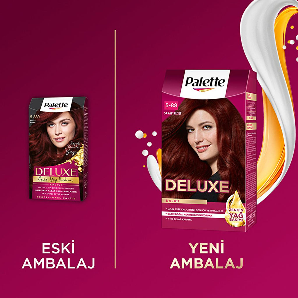 Palette Deluxe Şarap Kızılı Hair Dye - Long-Lasting Wine Red Hair Color with Nourishing Properties