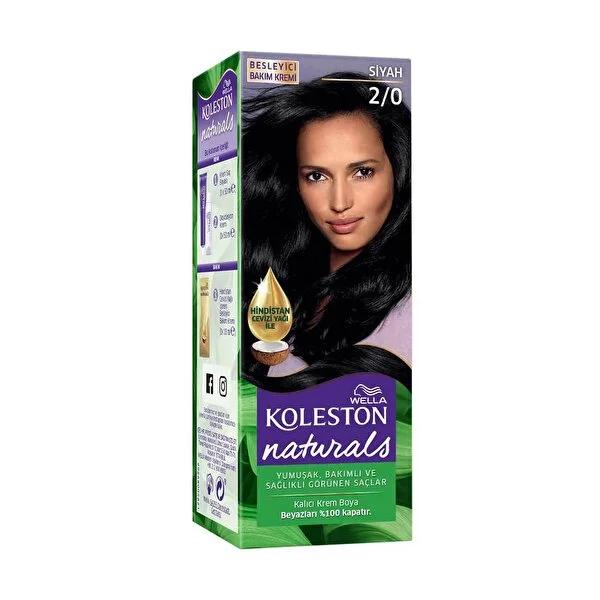 Koleston Naturals 2/0 Intense Black Hair Dye: Long-Lasting Color & Grey Coverage with Nourishing Coconut Oil