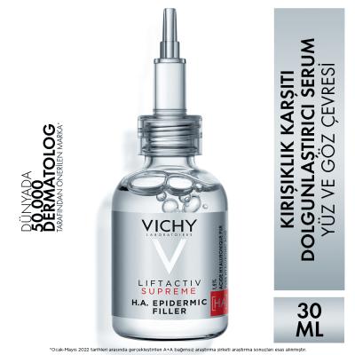 Vichy LiftActiv Supreme H.A. Epidermic Filler: Advanced Anti-Wrinkle Face & Eye Serum - Deeply Hydrating, Reduces Fine Lines, Hypoallergenic, 1.01 fl oz