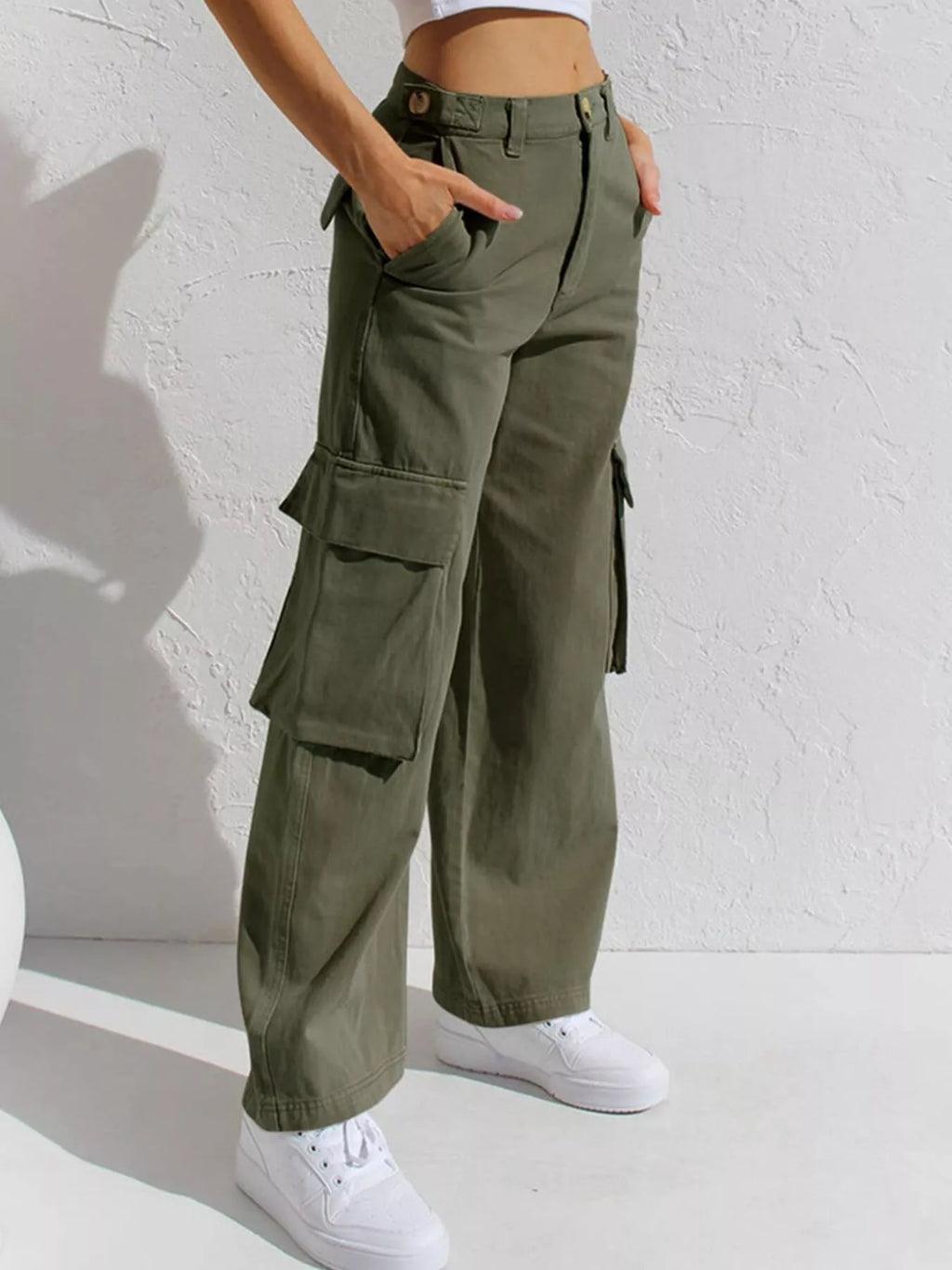 High-Waisted Wide Leg Cargo Jeans