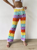 Striped Crochet Hollow-Out Knit Pants