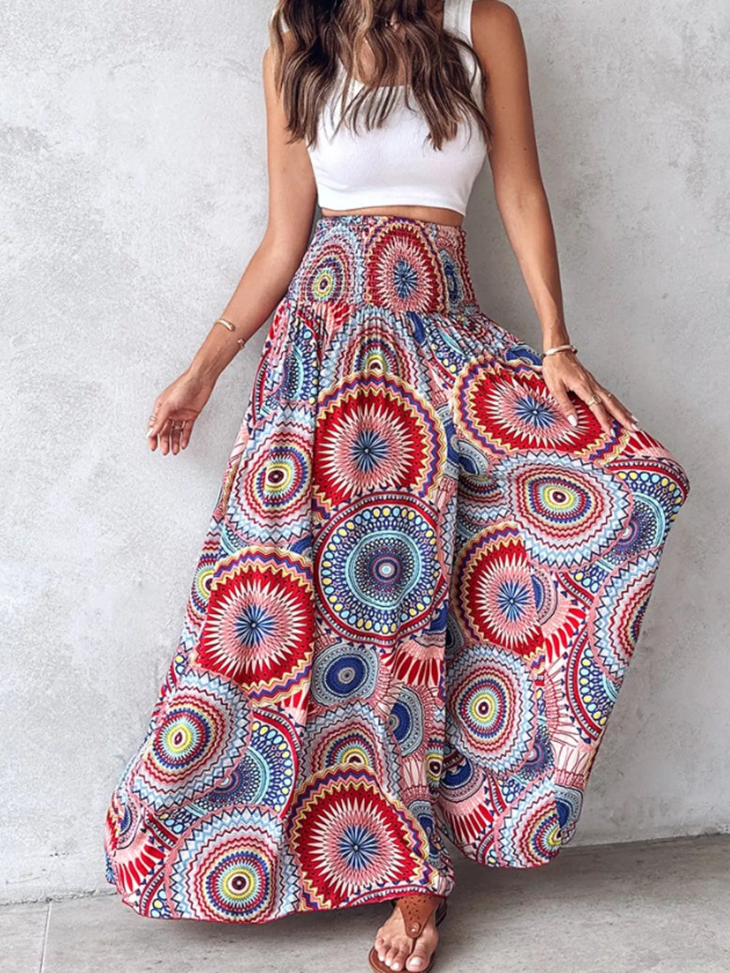 Printed Wide-Leg Pants