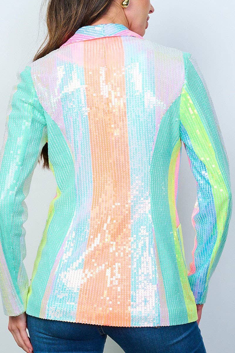 Pretty Little Patriot Pretty Little Patriot Pastel Rainbow Sequin Blazer — product category context