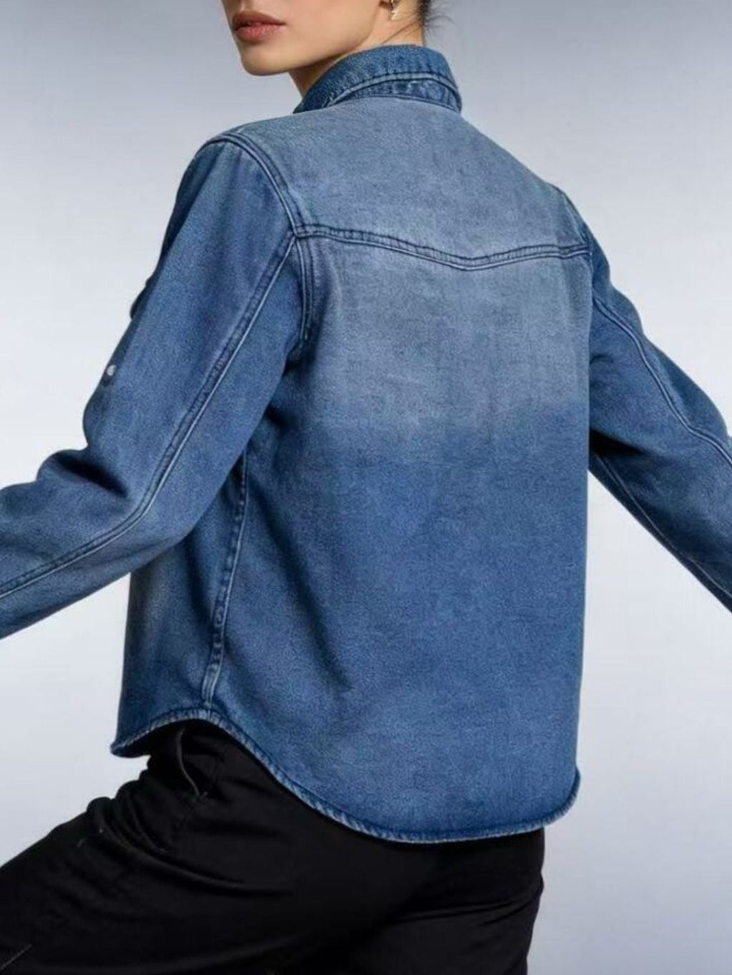 Button Down Classic Western Style Denim Top