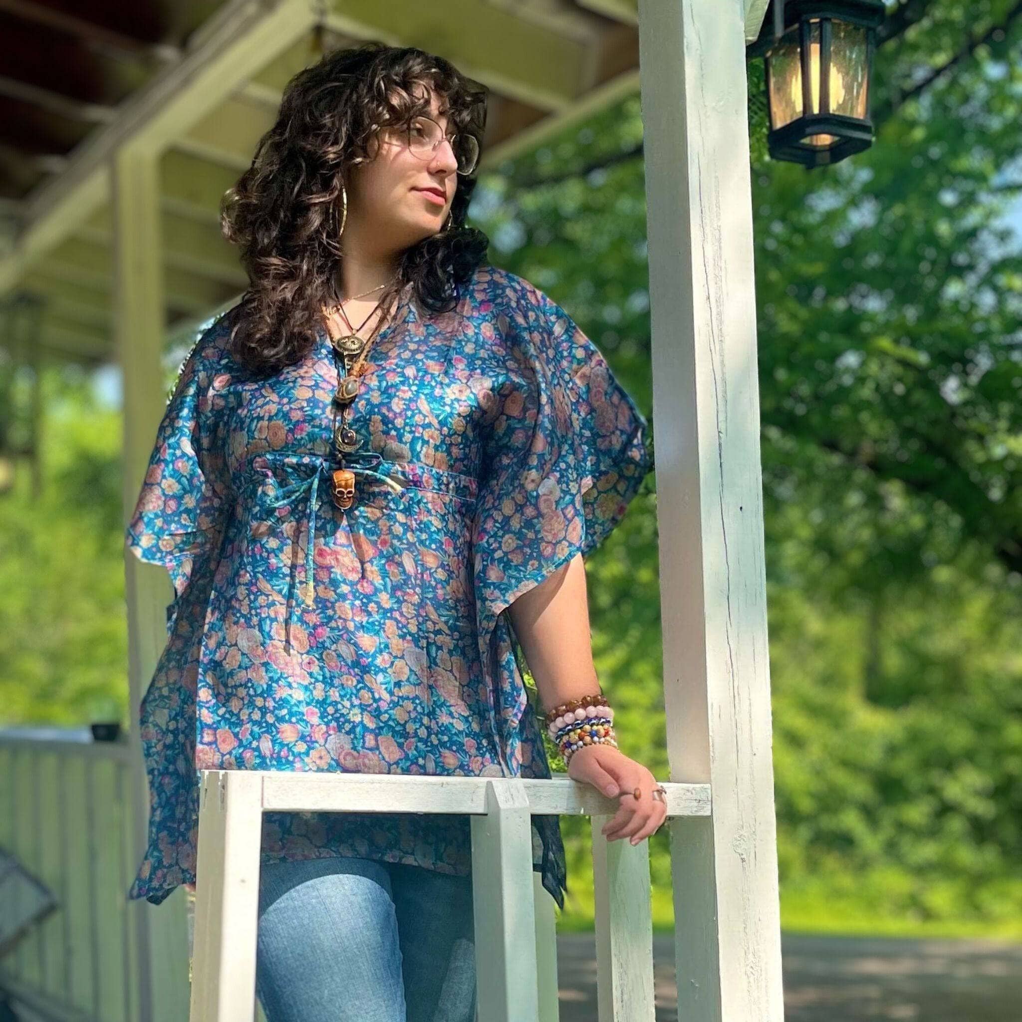 Darn Good Yarn Surplus Aanya Adjustable Short Kaftan — lifestyle worn / used context