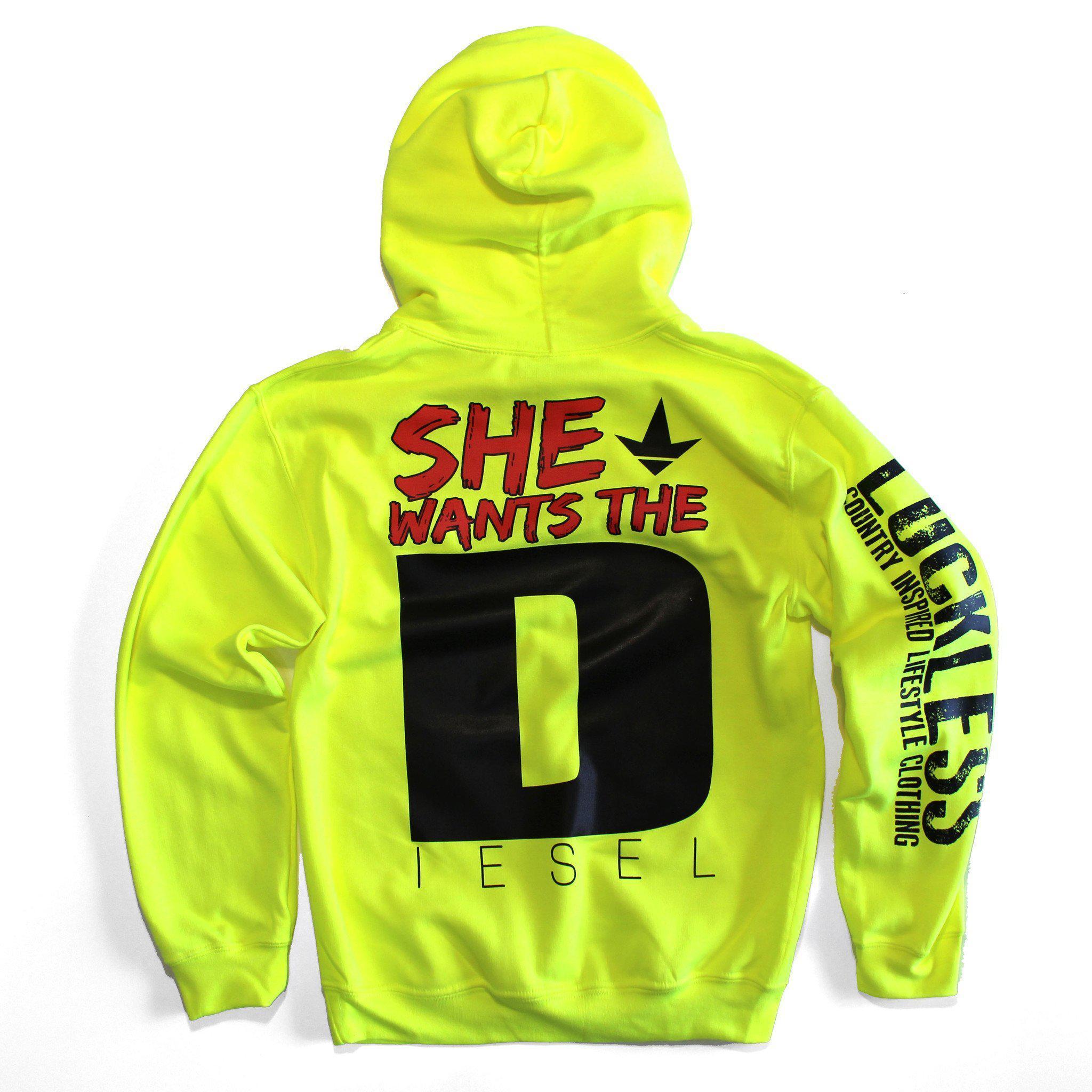 Luckless Outfitters She Wants the Diesel Hoodie — color detail