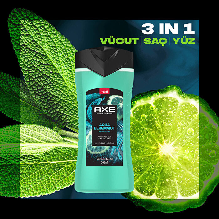 Axe Premium Collection Aqua Bergamot 3-in-1 Body Wash - 300ml | Refreshing Clean