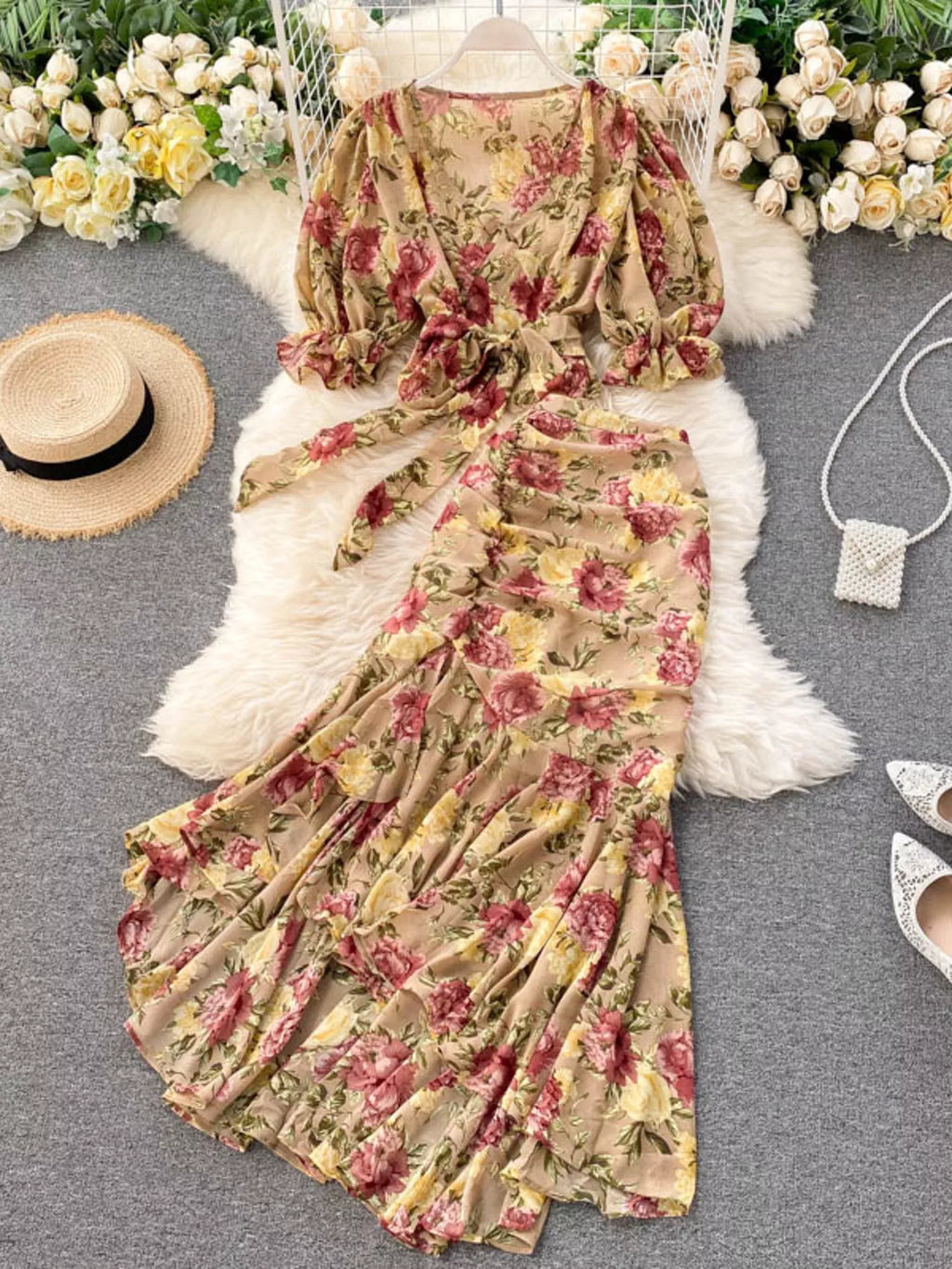 Floral Print Crop Top and Skirt Set