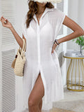 Button-Down Lightweight Beach Cover-Up
