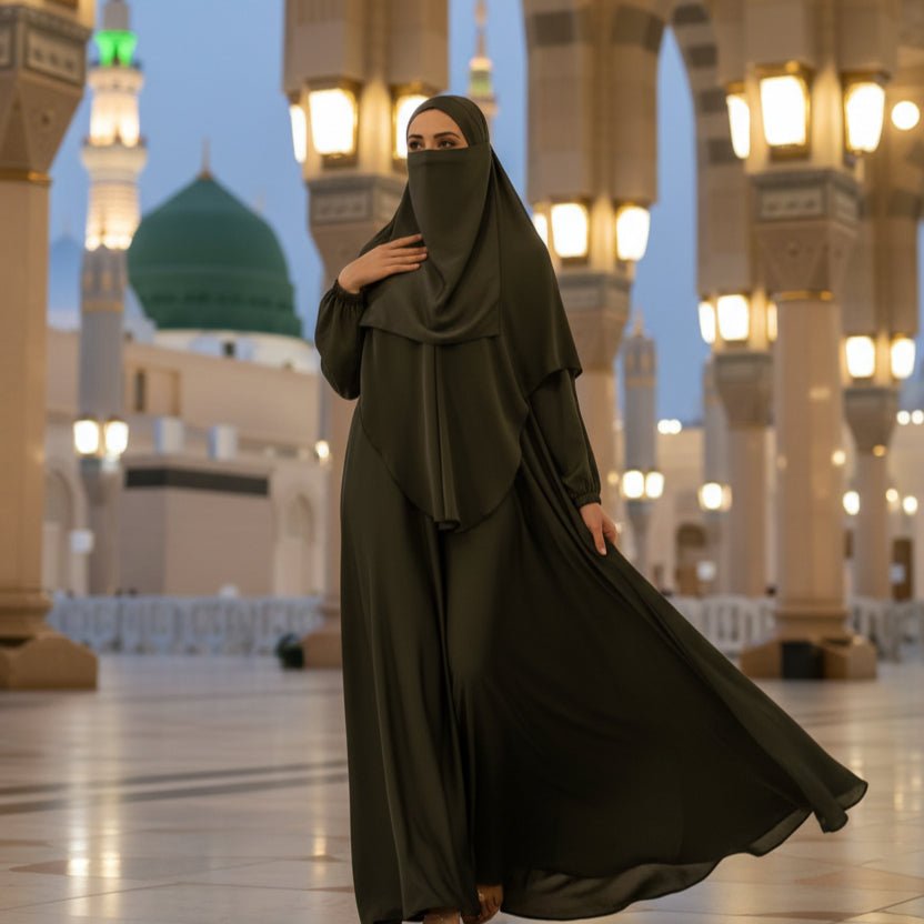 Mariam's Collection Abaya With Niqab and Khimar | Satin Niqab Khimar and Abaya (MK024) — main product shot