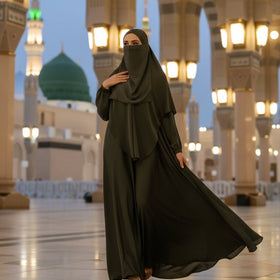 Abaya With Niqab and Khimar | Satin Niqab Khimar and Abaya (MK024)