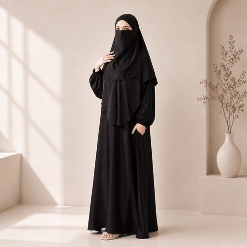 Abaya With Niqab and Khimar | Satin Niqab Khimar and Abaya (MK024)