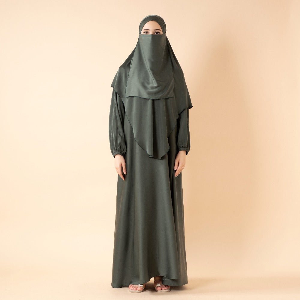 Mariam's Collection Abaya With Niqab and Khimar | Satin Niqab Khimar and Abaya (MK024) — comparison shot