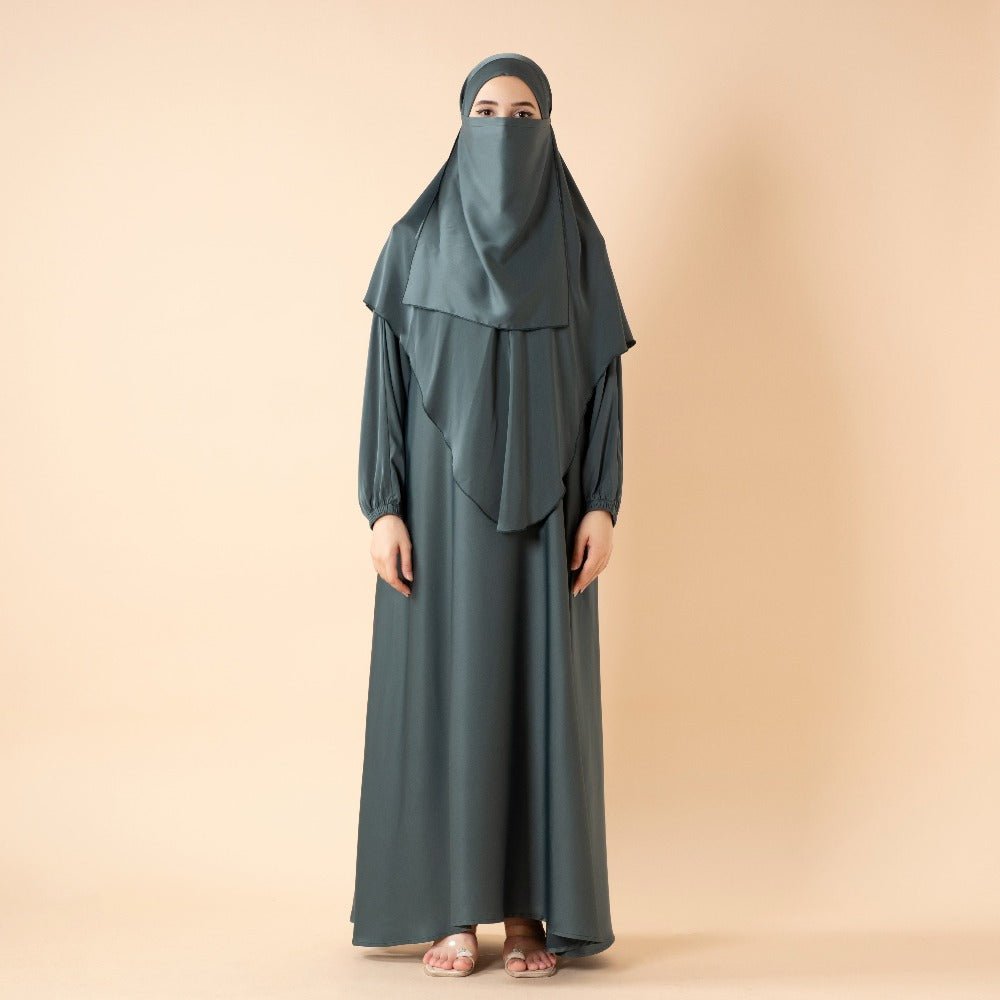 Mariam's Collection Abaya With Niqab and Khimar | Satin Niqab Khimar and Abaya (MK024) — detail shot 9