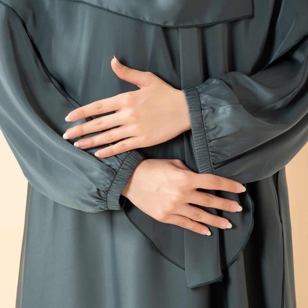 Mariam's Collection Abaya With Niqab and Khimar | Satin Niqab Khimar and Abaya (MK024) — product on model
