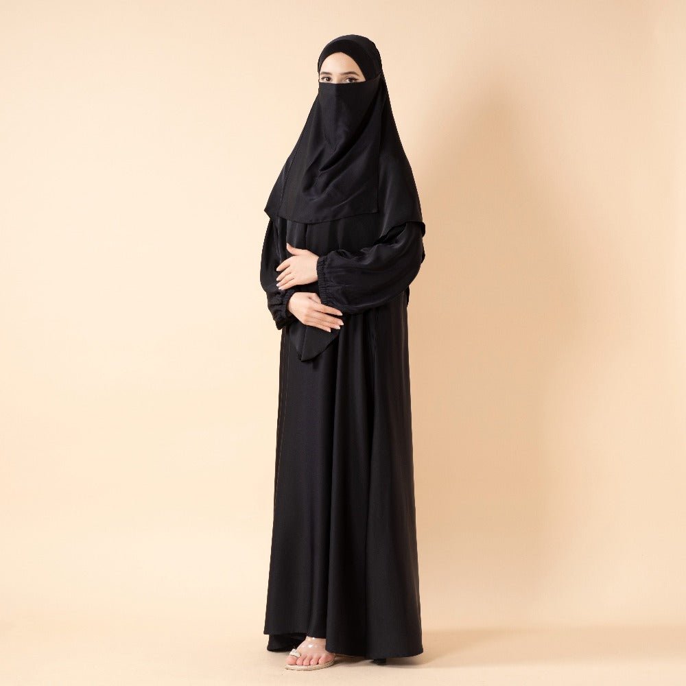 Mariam's Collection Abaya With Niqab and Khimar | Satin Niqab Khimar and Abaya (MK024) — detail shot 7