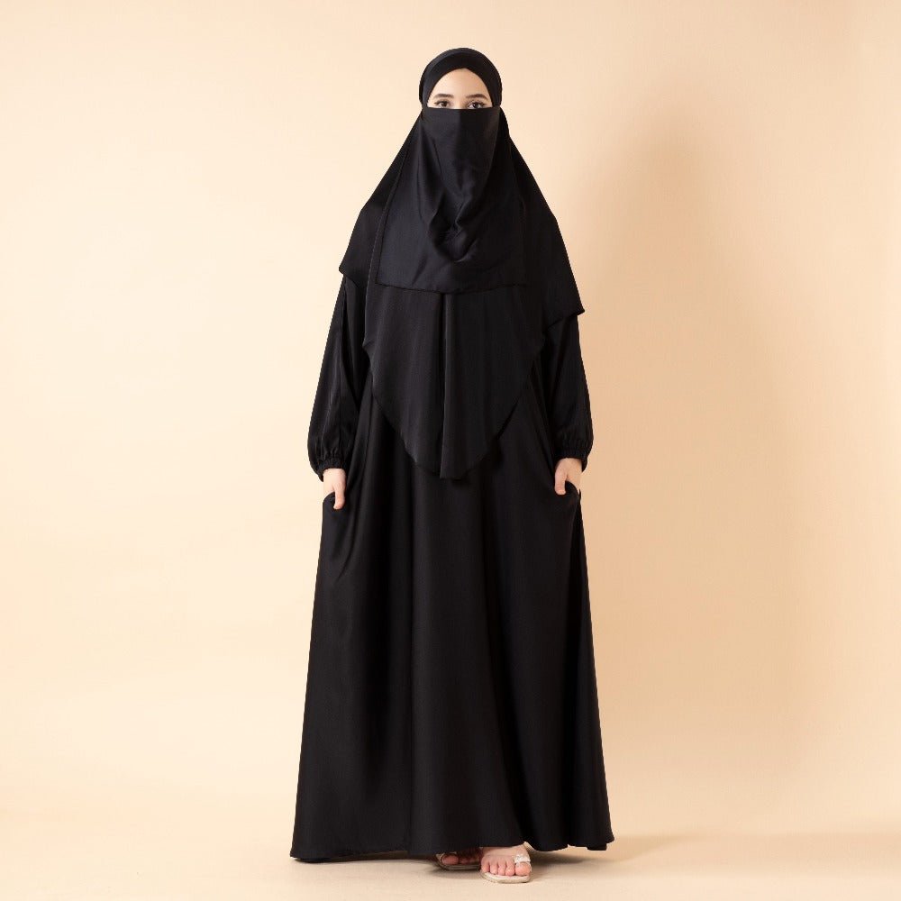Mariam's Collection Abaya With Niqab and Khimar | Satin Niqab Khimar and Abaya (MK024) — detail shot 8