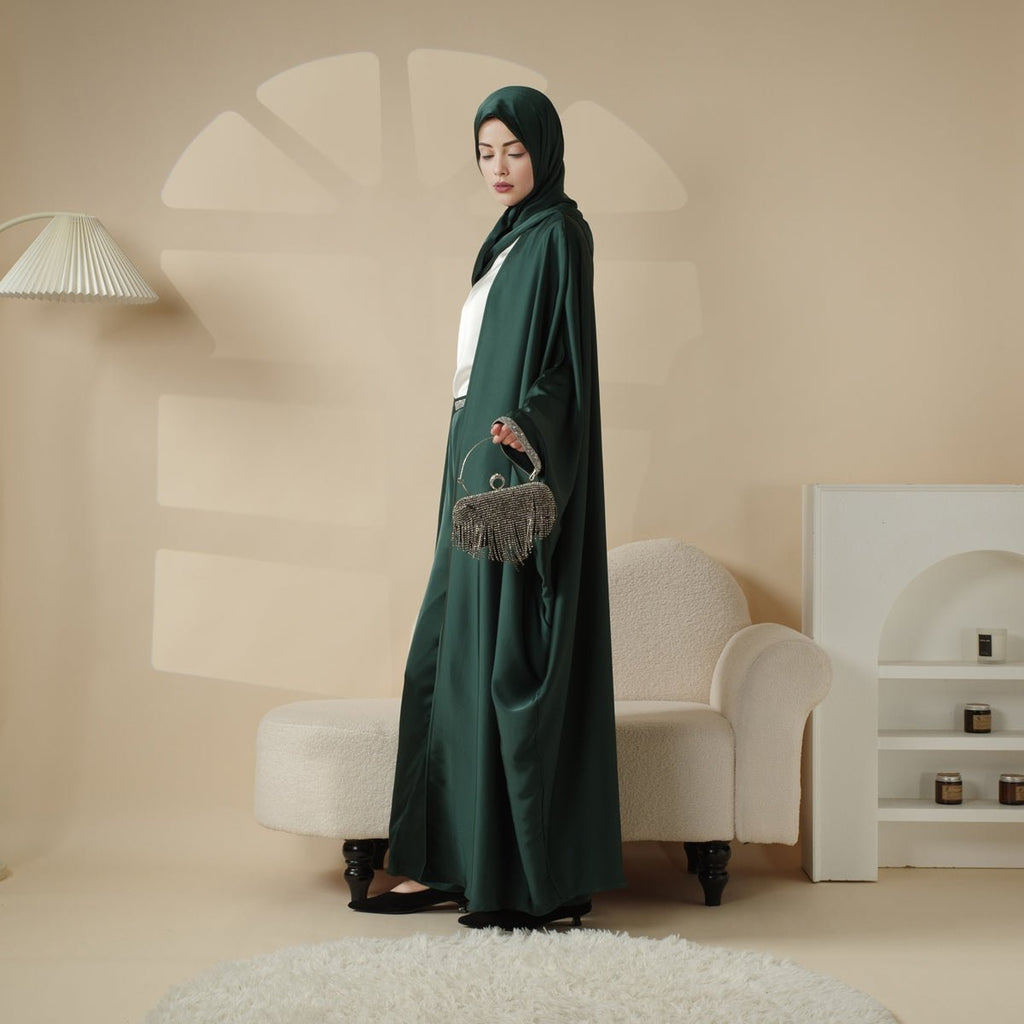 Mariam's Collection Abaya With Satin Shirt And Rhinestone Trousers | 4-Piece Set Abaya (MOA060) — detail shot 9