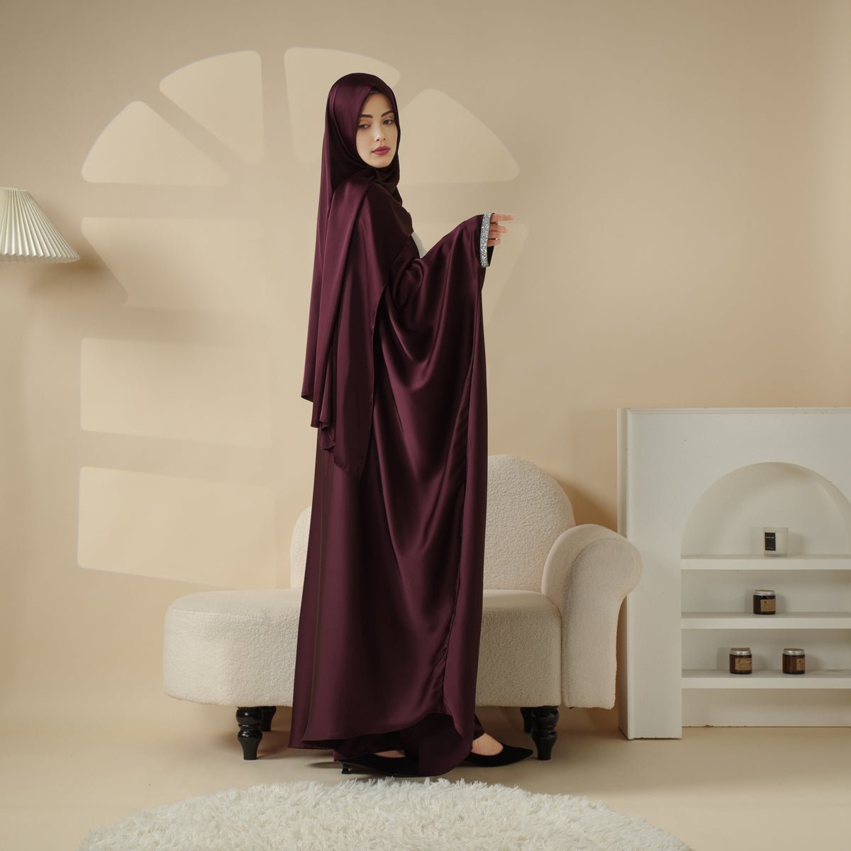 Mariam's Collection Abaya With Satin Shirt And Rhinestone Trousers | 4-Piece Set Abaya (MOA060) — product category context