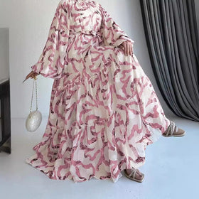 Abstract Print Chiffon Dress(MA402)