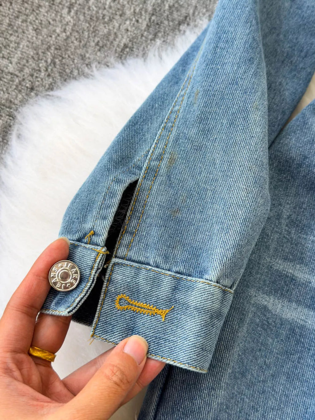 Button Front Wide Leg Denim Jumpsuit