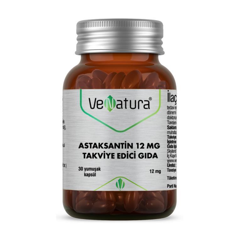 VeNatura Astaxanthin Dietary Supplement 12mg - Antioxidant Support for Adults, 30 Capsules