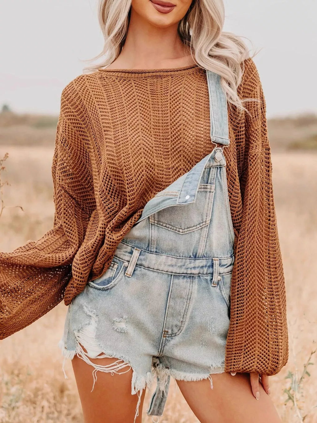 Distressed Denim Overalls Shorts