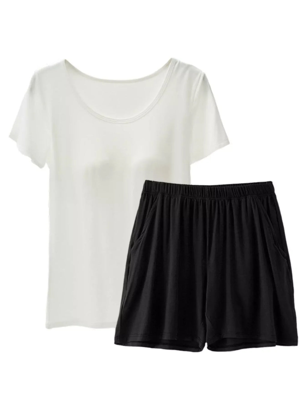 Plus Size Padded Modal Short Sleeve T-Shirt and Shorts Set