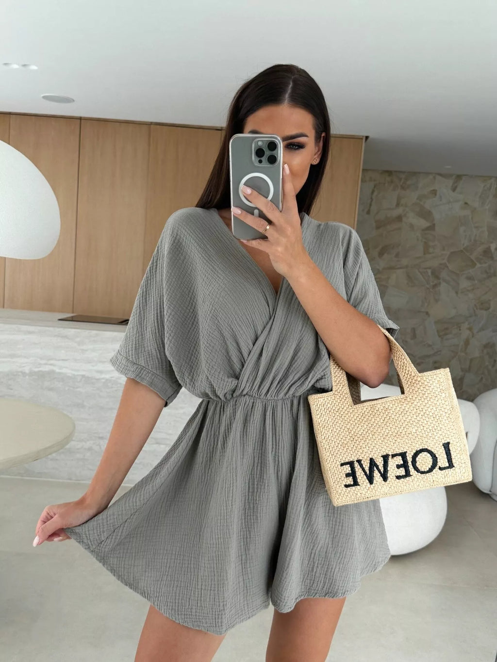 Surplice Short Sleeve Romper