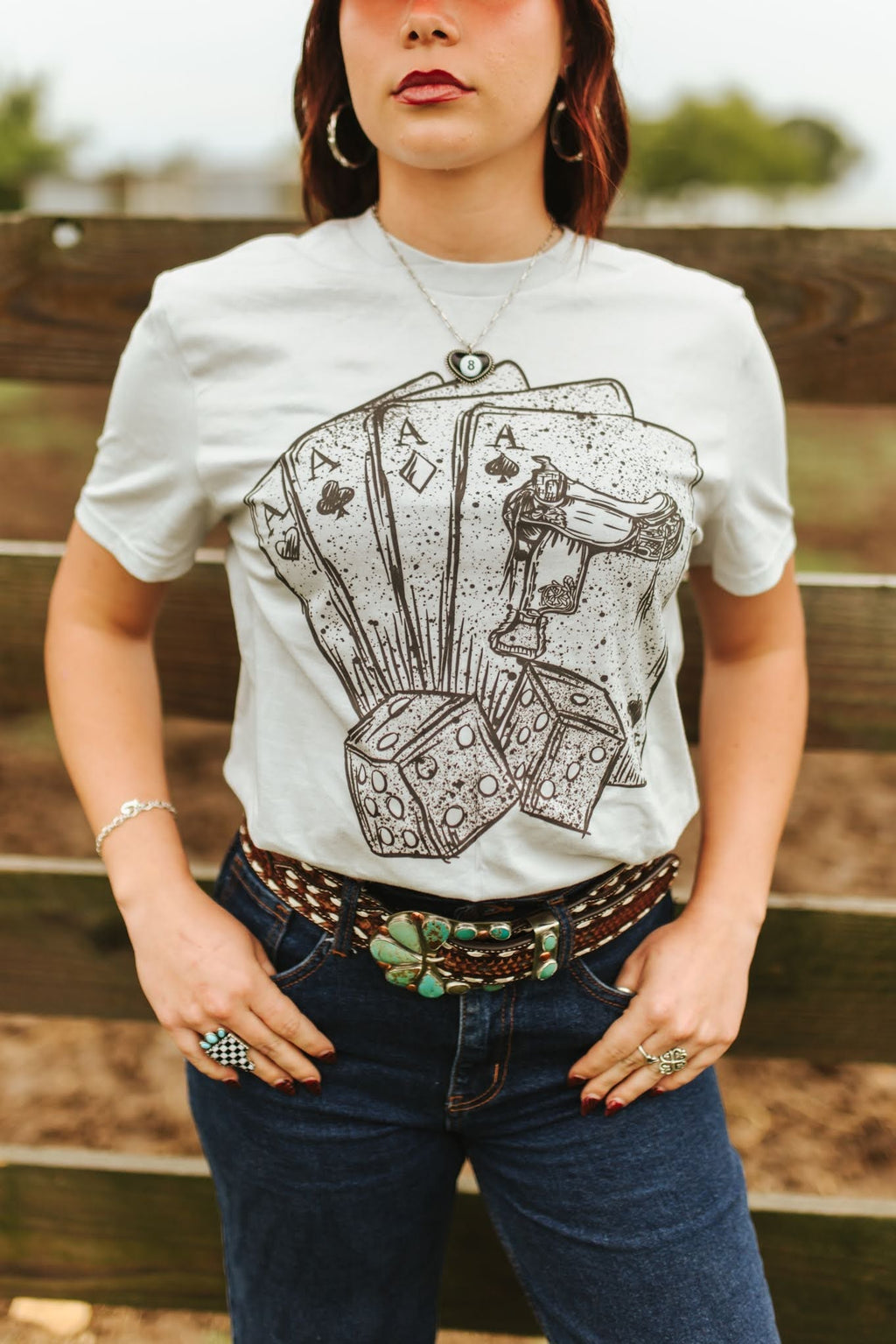 Wild Junkie Aces And Dice Graphic Tee — Wild Junkie branding close-up