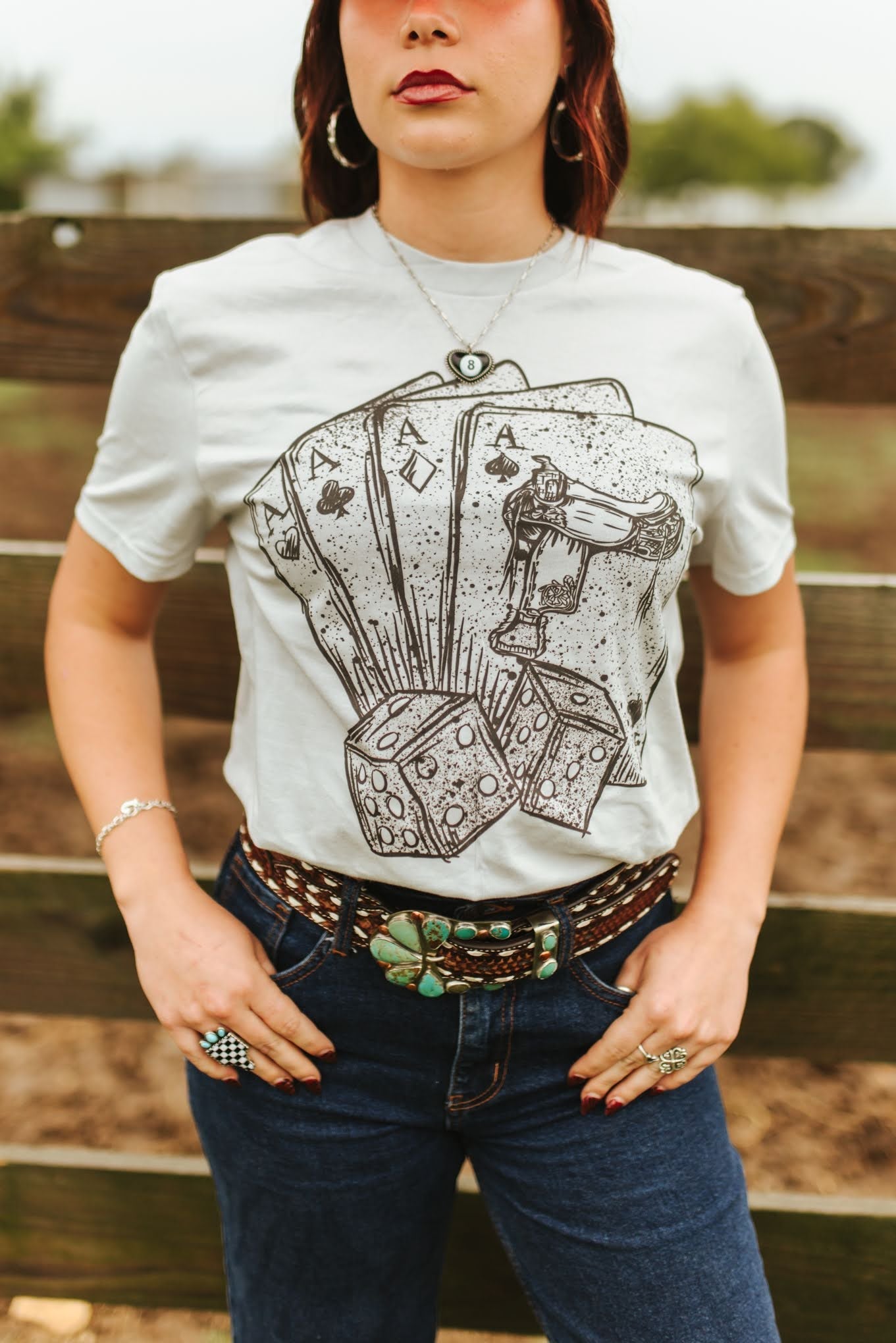 Wild Junkie Aces And Dice Graphic Tee — Wild Junkie branding close-up