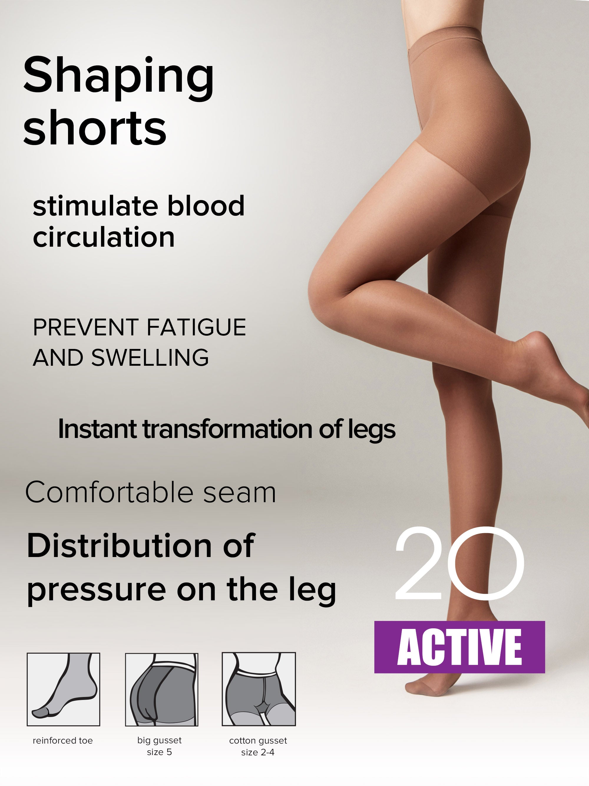 TheRanok.com Tights Conte Active 20 Den - Support & Compression — color detail