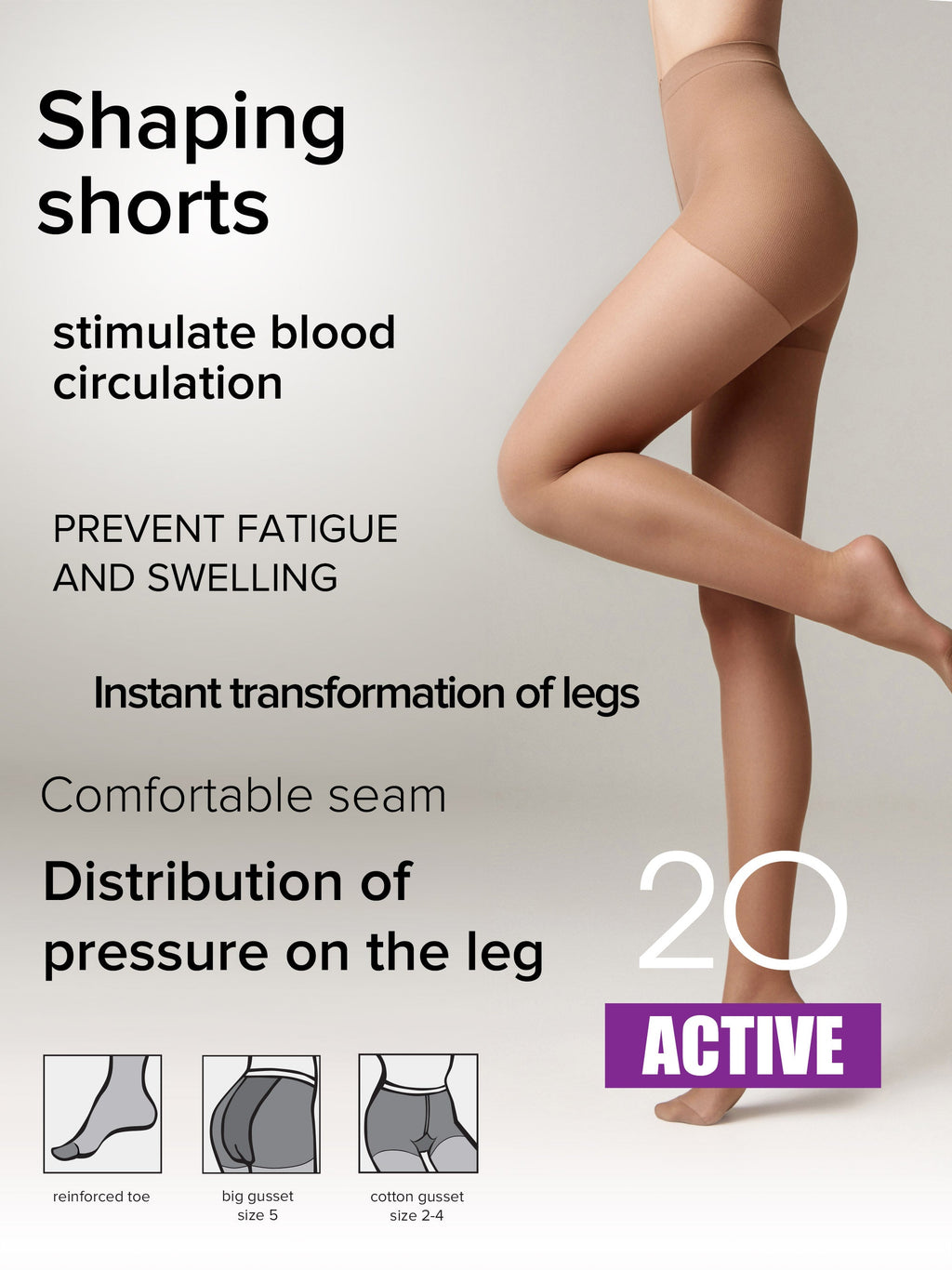 TheRanok.com Tights Conte Active 20 Den - Support & Compression — fabric or material detail