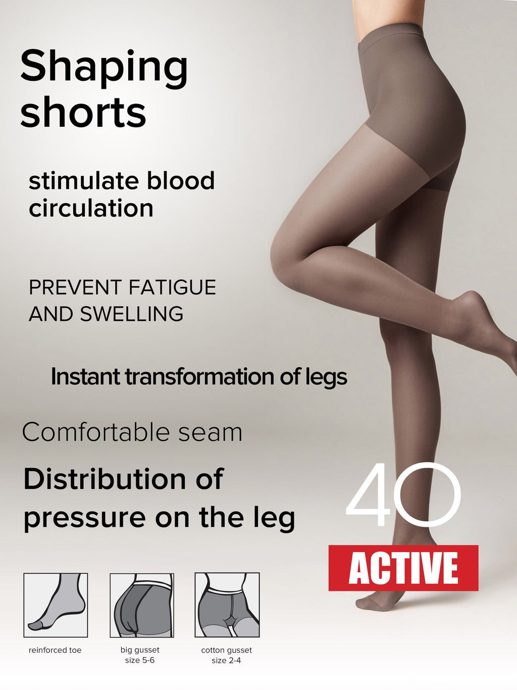 TheRanok.com Tights Conte Active 40 Den - Support & Compression — size reference
