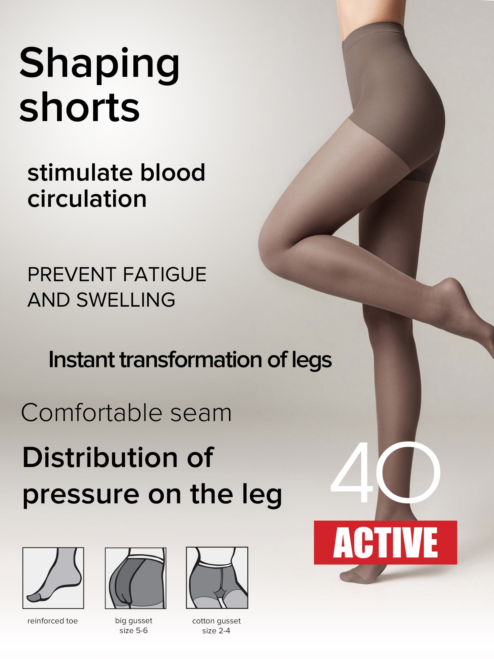 TheRanok.com Tights Conte Active 40 Den - Support & Compression — size reference
