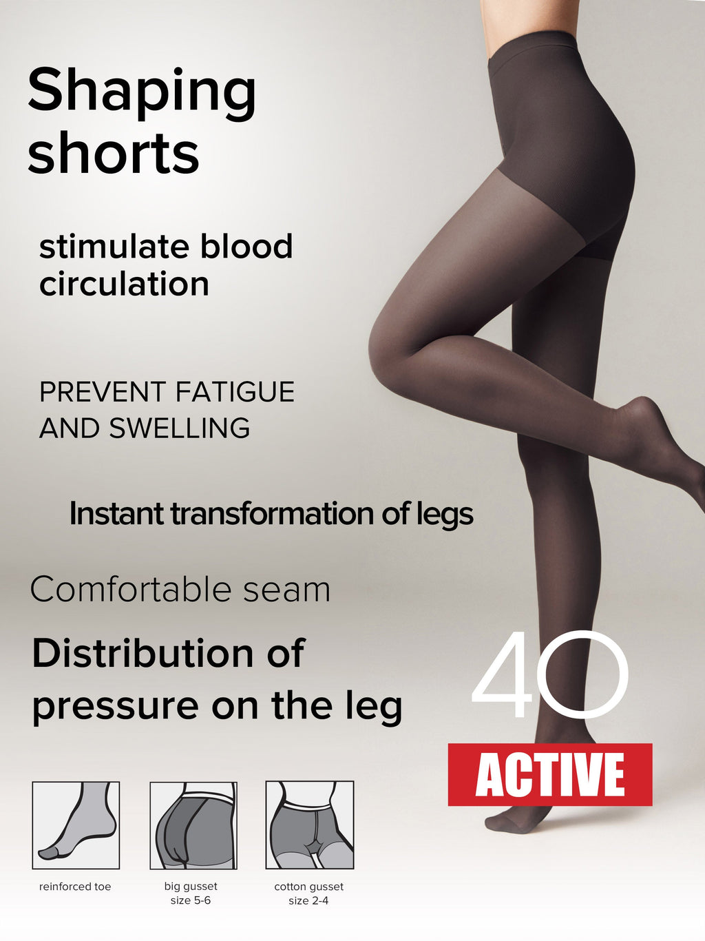 TheRanok.com Tights Conte Active 40 Den - Support & Compression — comparison shot