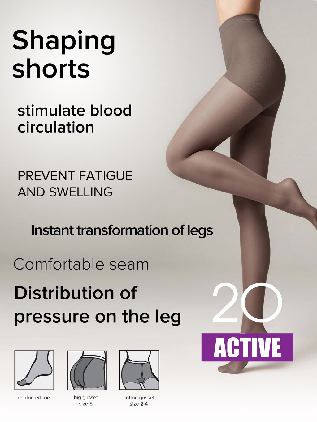 TheRanok.com Tights Conte Active 20 Den - Support & Compression — flat-lay composition