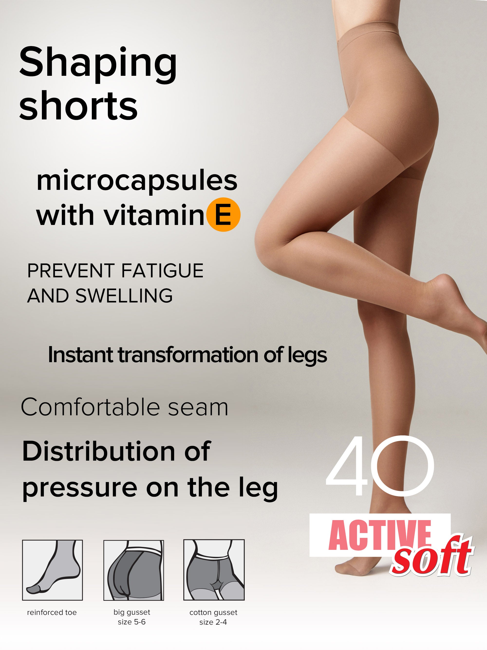 TheRanok.com Tights Conte Active Soft 40 Den - Shaping Support with Vitamin E — packaging