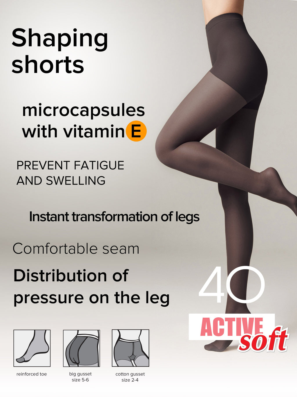 TheRanok.com Tights Conte Active Soft 40 Den - Shaping Support with Vitamin E — detail close-up