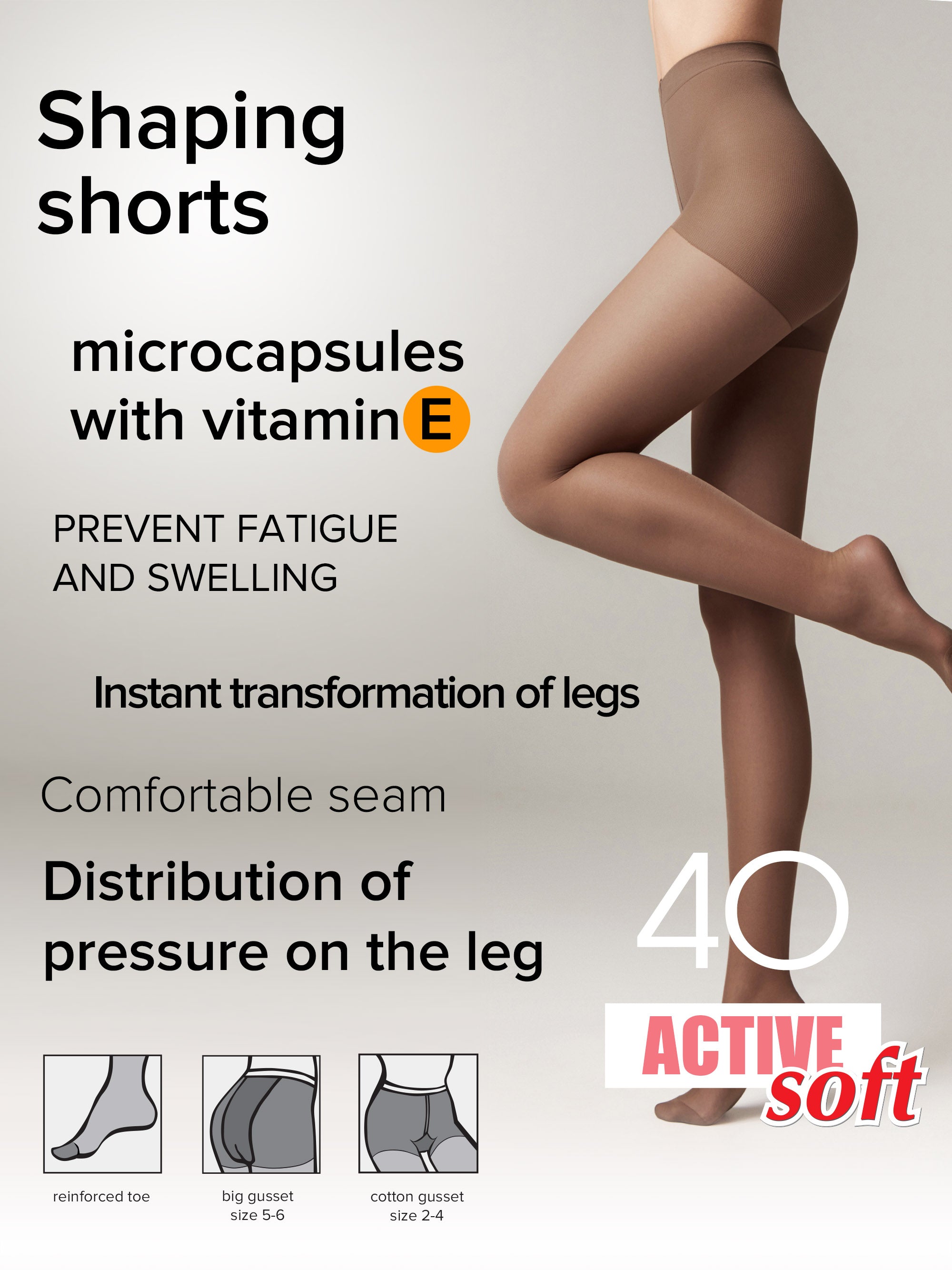 TheRanok.com Tights Conte Active Soft 40 Den - Shaping Support with Vitamin E — comparison shot
