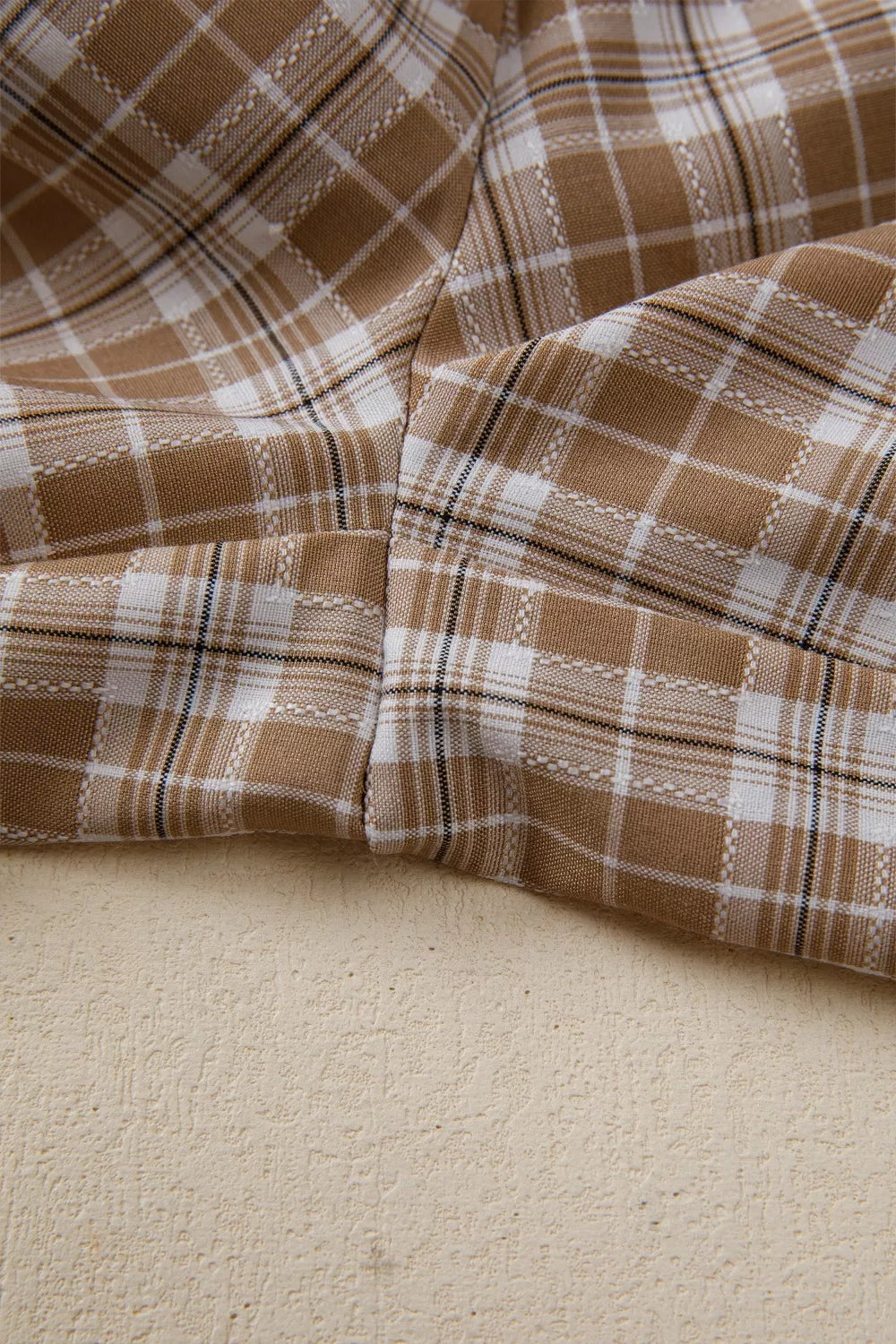 Plaid Print Tie Detail Casual Pants