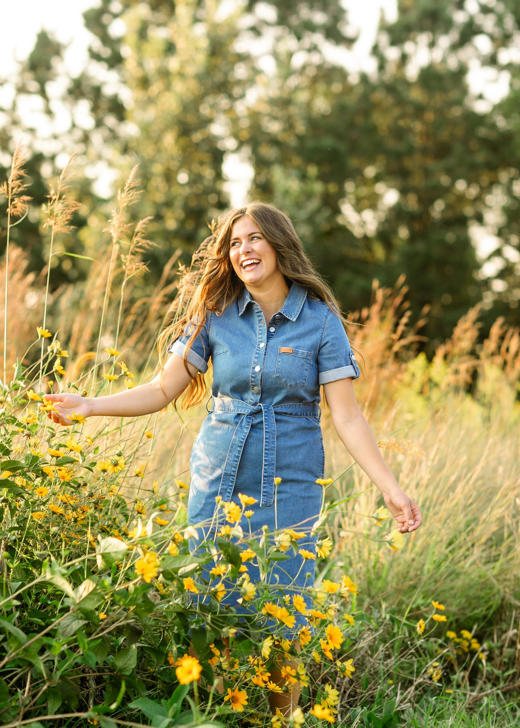 Inherit Co. Ada Denim Midi Dress - FINAL SALE — product on model