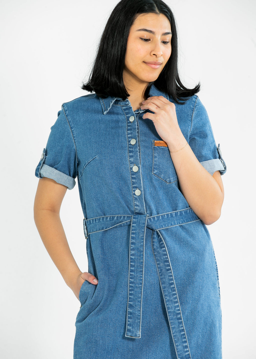 Inherit Co. Ada Denim Midi Dress - FINAL SALE — side view