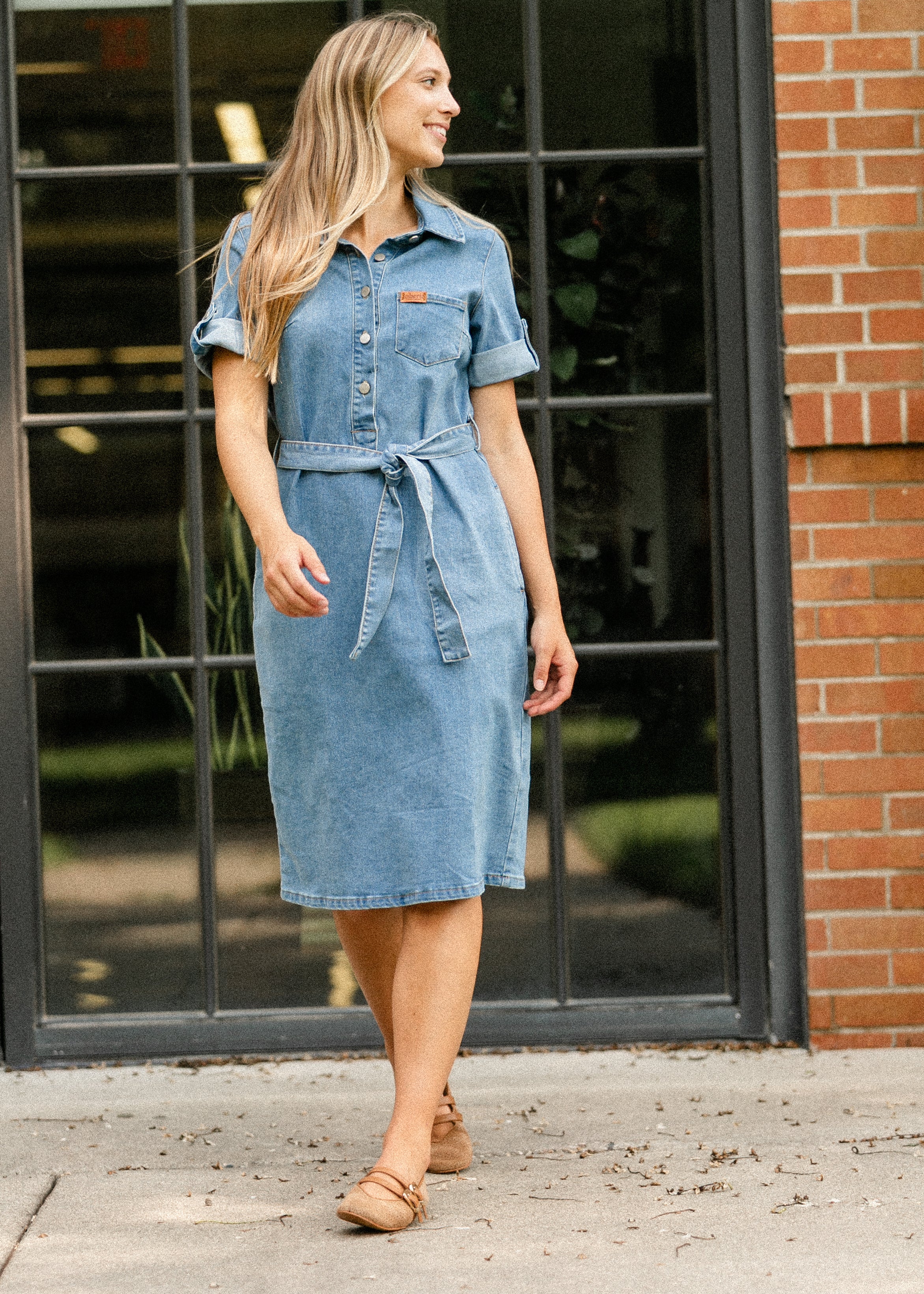 Inherit Co. Ada Denim Midi Dress - FINAL SALE — in-use photo
