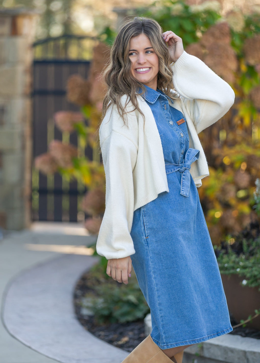 Inherit Co. Ada Denim Midi Dress - FINAL SALE — back view